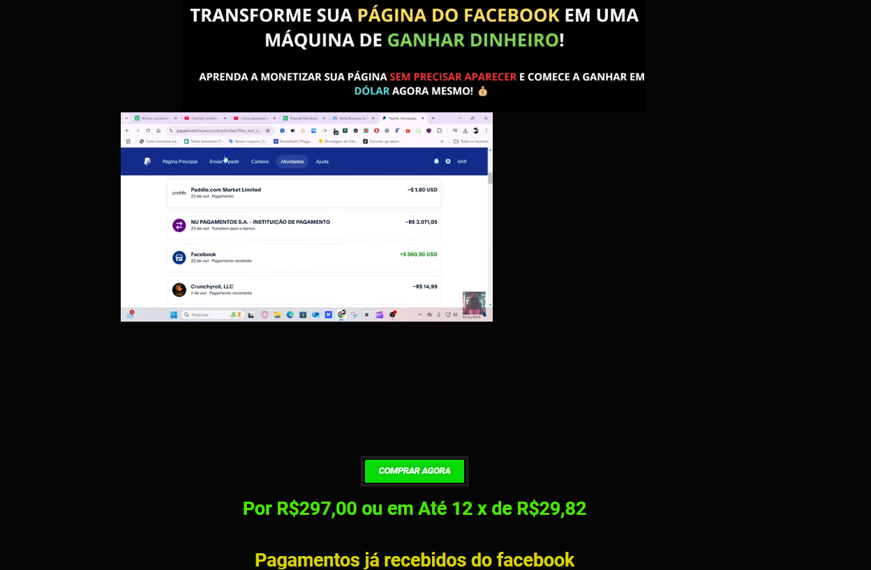 Monetizar Página do Facebook e TikTok